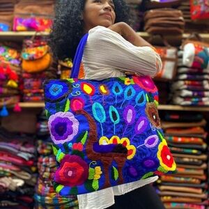 Colorful Embroidered Tote Bag